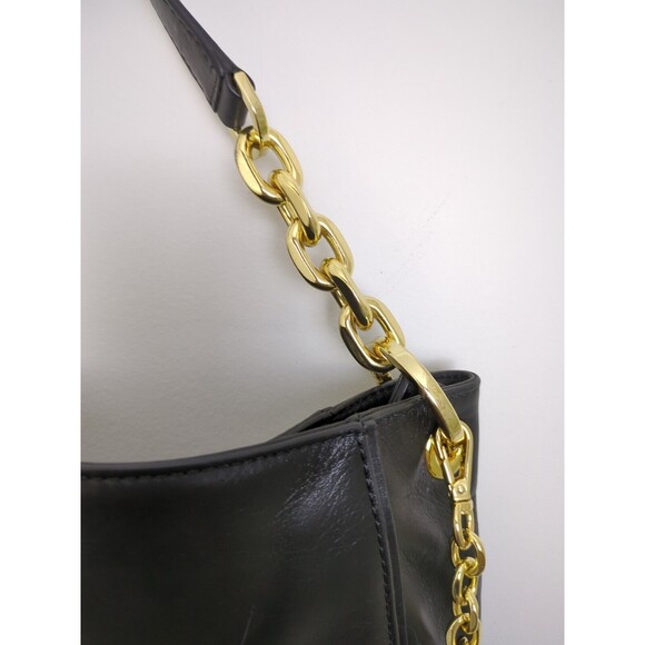 Michael Kors Stanthorpe Large Black Leather Shoulder Bag Gold Chain Strap NWT - Picture 3 of 16